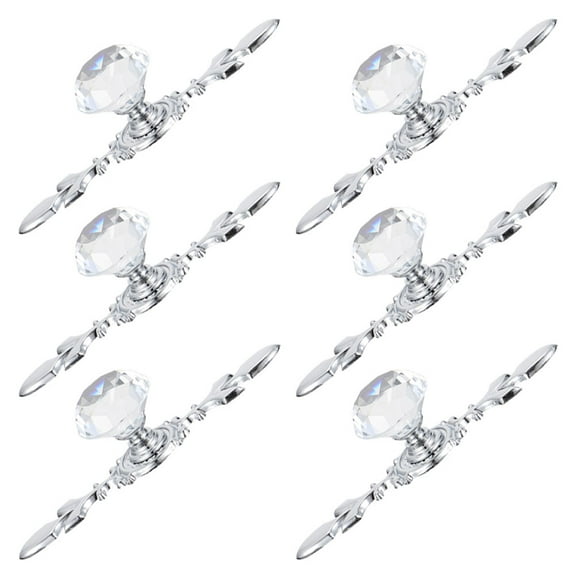 Worgeous Shiny Crystal Handles Office Use 6Pcs 4.6x1.2x1.2in