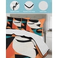thumbnail image 4 of Color Block King Size Down Alternative Comforter, Lightweight Comforter Quilt Bedding Set with Pillow Shams Orange Teal Black Contemporary Abstract All Seasons Bed Comforter Duvet Insert 96"x106", 4 of 7