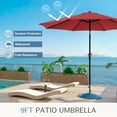 thumbnail image 6 of ZUNMOS 9FT Outdoor Patio Umbrella with Push Button Tilt and Crank Handle, Market Umbrella with 8 Sturdy Umbrella Ribs, UV Protection, Waterproof, Red, 6 of 9