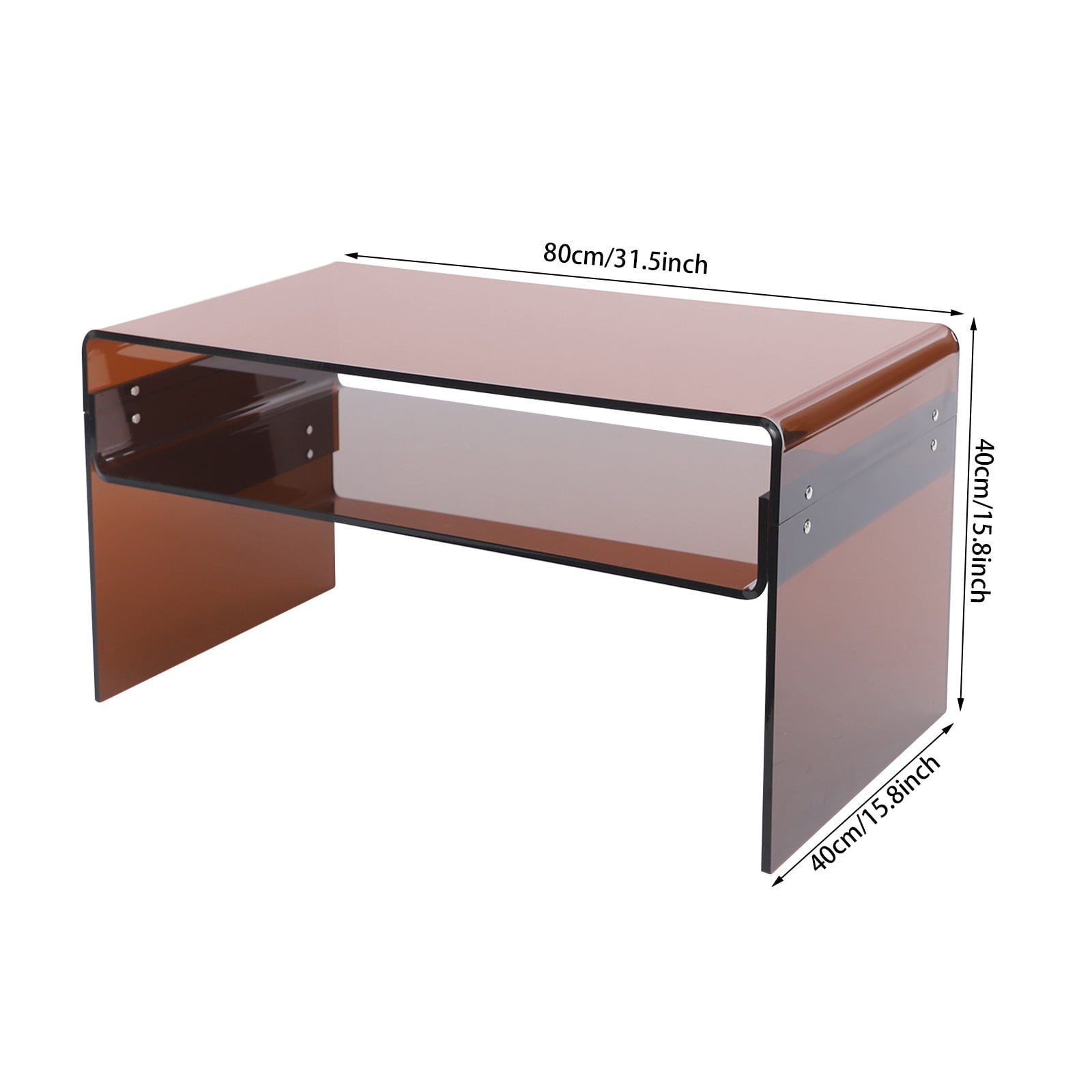 Acrylic Coffee Table 2 Tiers Living Room Side End Tea Table with Storage Shelf
