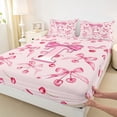 thumbnail image 4 of Manfei Girly Cherry Bowknot Design Bed Sheets For Kids,Letter T Alphabet Initial King Sheets,4 Pieces, 4 of 6