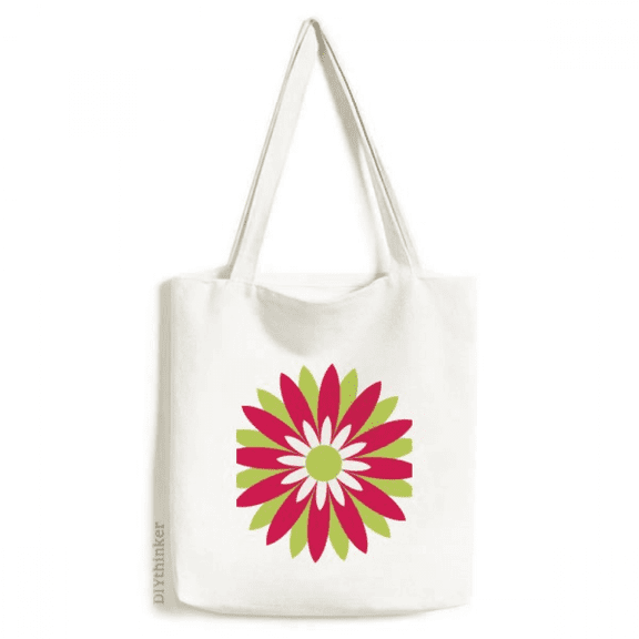 Red Flower Circular Tote Canvas Bag Shopping Satchel Casual Handbag