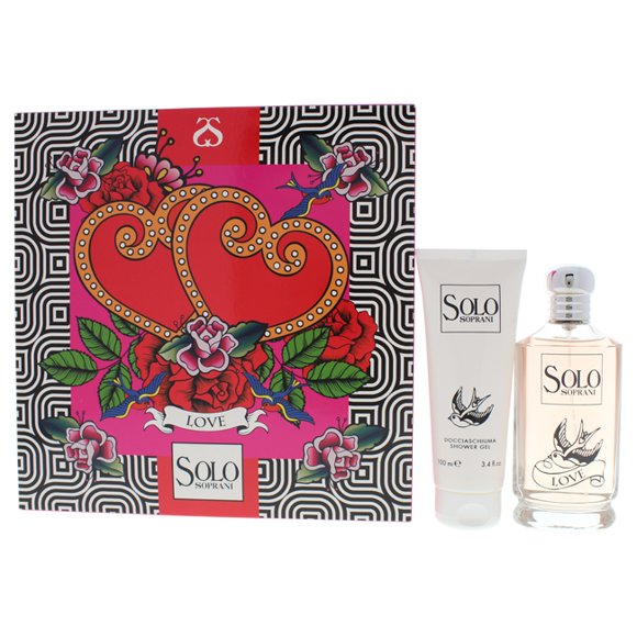 Solo Soprani Love par Luciano Soprani pour Femmes - Coffret Cadeau 2 Pcs Vaporisateur EDT 3,3 Oz, Gel Douche 3,4 Oz