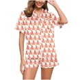 thumbnail image 2 of Awdenio Satin Pajamas Women's Fashion Short Sleeve Classic Flower Printing Sleepwear Soft Silk Button Down Loungewear Pjs Shorts Set S-XXL, 2 of 6