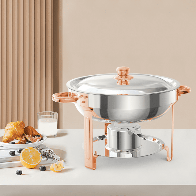 CazToi 5QT Stainless Steel Buffet Chafing Dish Set with Lid Holder & Utensils 2 Piece Set