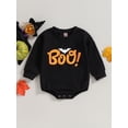 thumbnail image 2 of LMLYSoH Baby Halloween Romper Long Sleeve Round Neck Bat Letter Print Bodysuit Newborn Clothes, 2 of 9
