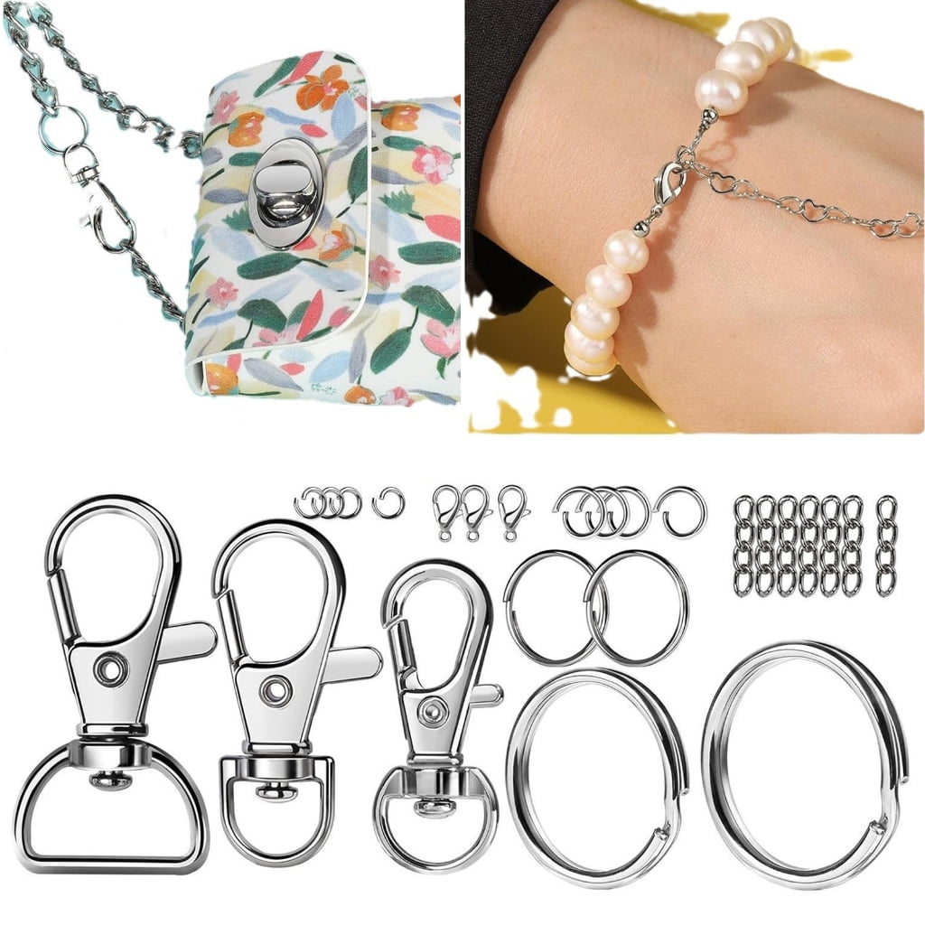 Oasiva 265Pcs/Set Swivel Snap Hook and Key Rings with Chain Jump Rings Connectors