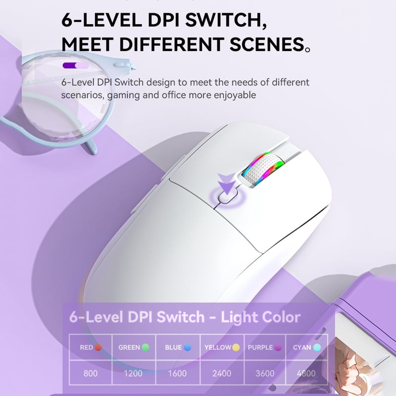 Tri-mode RGB Gaming Mouse Dual BT/2.4G/USB Wired Mouse Rechargeable Mouse 6 Button 4800DPI Bluetooth 5.3 Mouse for Laptop Tablet