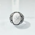 thumbnail image 3 of Howlite Mans Ring, Natural Howlite Ring, White Turquoise, Silver Jewelry, 925 Silver Ring, Birthday Gift, Heavy Mens Ring, Arabic Design, Ottoman Style Ring, Christmas, Turkey Mens Signet Ring, 3 of 7