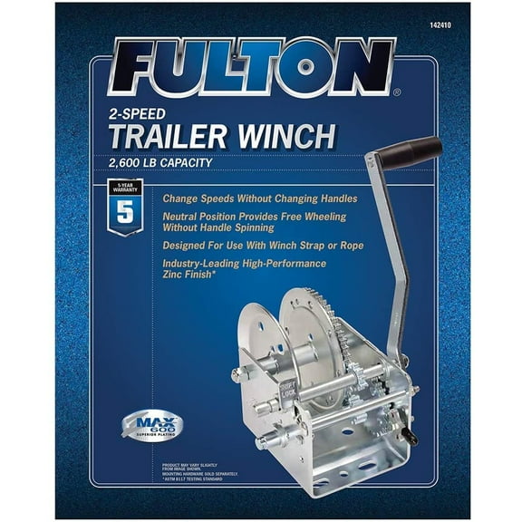 Fulton 2,600 Pound Capacity 2 Way Dual Speed Marine Trailer Boat Winch