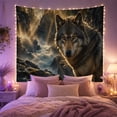 thumbnail image 2 of Wolf with Waterfall in Misty Forest Majestic Digital Art for Wildlife Fans Animal Kingdom Art Housewarming Gift Tapestry Wall Hanging for Bedroom and Living Room, 2 of 7