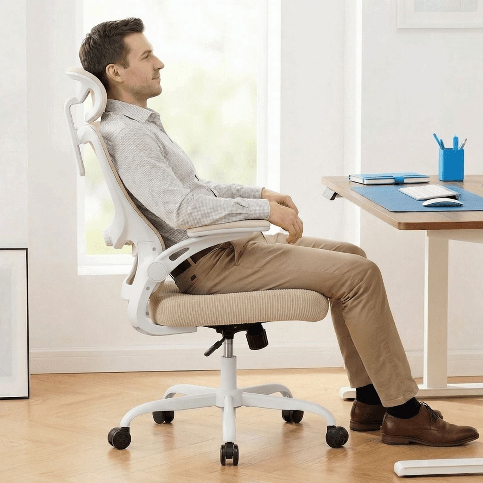 High Back Ergonomic Office Chair with Headrest and Adjustable Lumbar Support, Mesh Desk Chair with 3D Armrests, Reclining Computer Chair for Home Office, 300 lbs Capacity