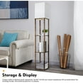 thumbnail image 3 of RUNTOP Floor Lamp with Shelves, Modern Shelf Lamp for Display Storage, 3 Color Temperature Wood Narrow Standing Corner Lamp with 8W Bulb for Living Room Decor, Bedroom, Office, Home Decor(Brown), 3 of 8