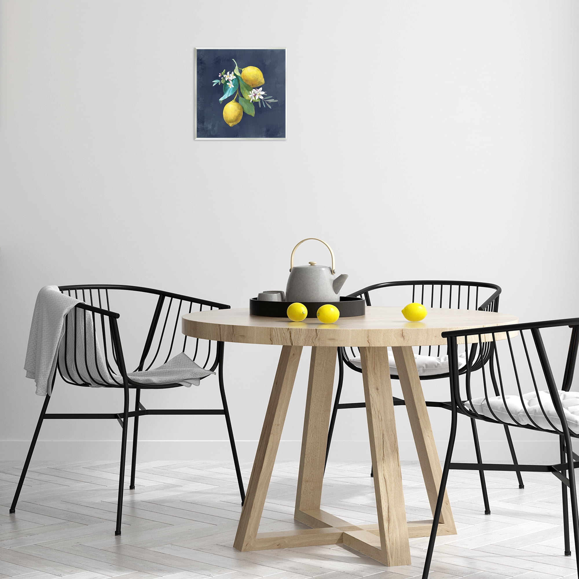 Stupell Industries Lemon Cluster on Blue Food & Beverage Painting Unframed Art Print Wall Art, 12 x 12
