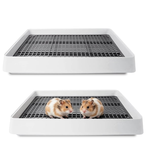 2 Pack Rabbit Litter Box With Grate Large Shallow Bunny Tray Plastic Guinea Pig Pan For Smallls Hamster Hedgehog Chinchillas 14.5 X 11.6 2.5 Inch