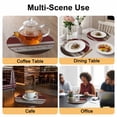 thumbnail image 2 of Red Floral Round 15 Inch Placemats Set of 4, Modern Farmhouse Leaves Brown Striped HeatResistant Non Slip Place Mats for Dining Table, Wipeable Braided Kitchen Table Mats for Housewarming, 2 of 9