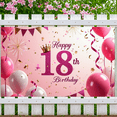 thumbnail image 3 of LUUFILx 18th Birthday Banner Celebration Party Supplies Backdrop Decoration Pink Balloons Happy Birthday Photo Props with Festive Backdrop Fun Decor, 3 of 7