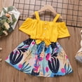 thumbnail image 2 of Coerni Baby Girls Off Shoulder Dress Floral Swing Dresses Ribbed Summer Casual Sundress Little Girl Elegant Princess Dress, 2 of 8