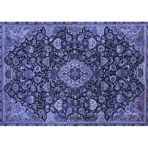Ahgly Company Machine Washable Indoor Rectangle Medallion Blue Traditional Area Rugs, 2' x 4'