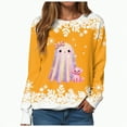 thumbnail image 2 of Towmus Halloween Sweaters for Women Novelty Xmas Roundneck Snowflake Sweatshirts Sequin Ghost Print Long Sleeve Pullover Tops, 2 of 6
