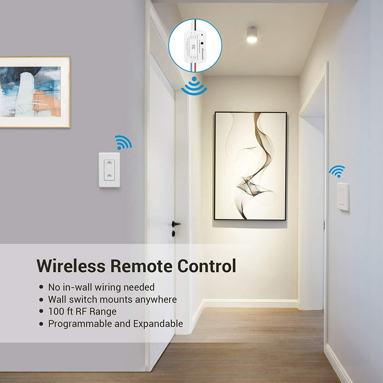 Dewenwils Wireless Remote Control Outlet, Programmable and Expandable  Electrical Outlet Switch, Wireless Remote Light Switch, 100FT