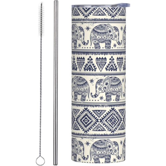 Athenstics Ethnic Elephant Coffee Cup 20 Oz Stainless Steel Mug With Lid Mens Womens Travel Mug Birthday Gifts Vacuum Insulated Tumblers Cups Mugs