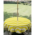 thumbnail image 2 of Outdoor Tablecloth with Umbrella Hole, Yellow Moire Spillproof Waterproof Outdoor Table Cover, Water Ripple Stripe Farmhouse Patio Tablecloths for Party/Garden/Picnic, Round 60 inch, 2 of 9