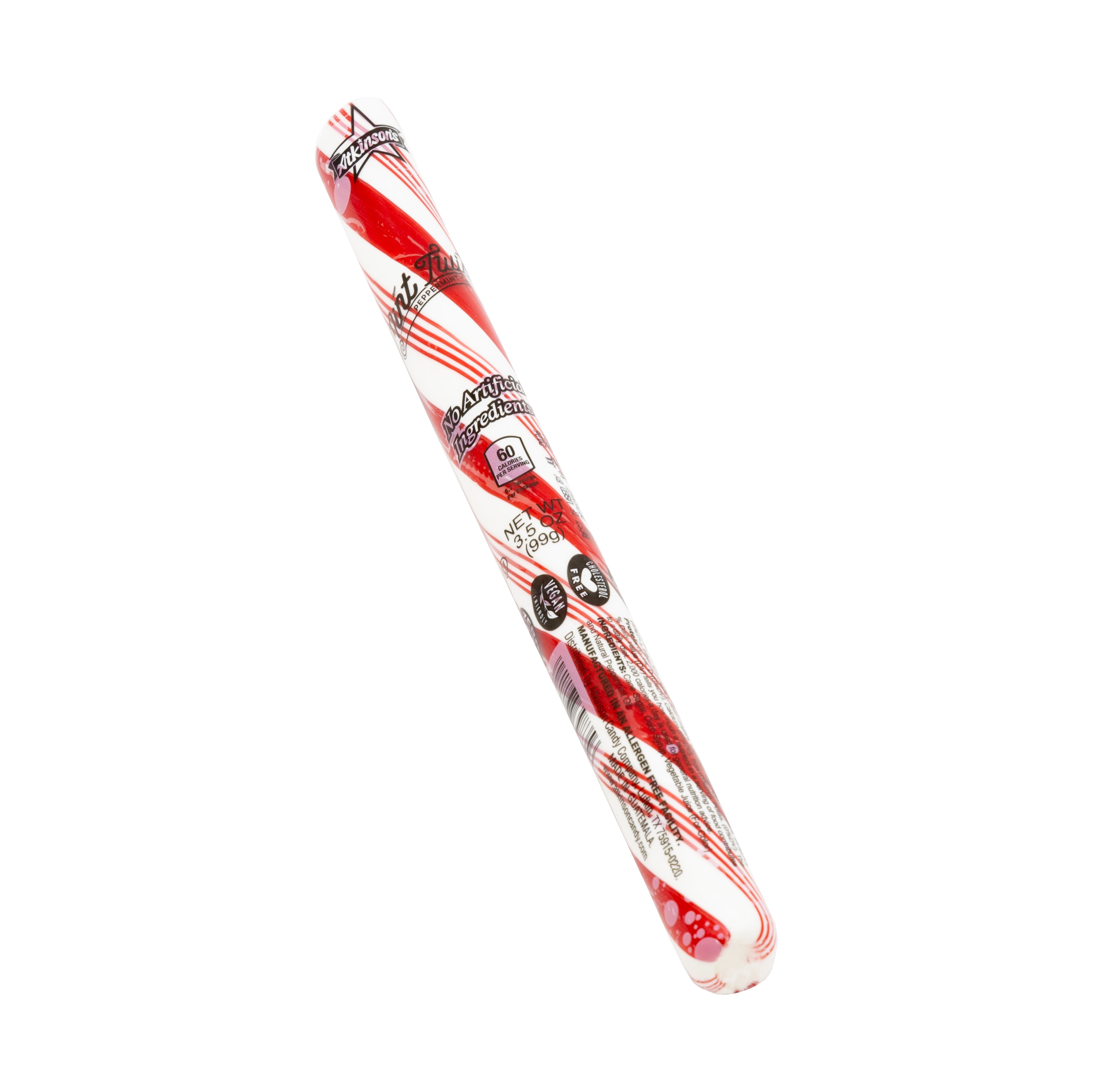 (3 pack) Atkinson Candy, Gluten Free, Dye Free, Red and White Holiday Peppermint Stick, 1 Count