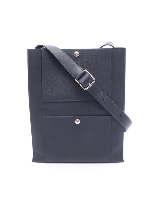 Pre-Owned Hermes Herms Kabash Tote Bag, Leather Evergrain, Men's, Navy (Good)