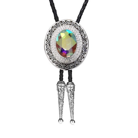 Aellinatey Unique Handmade Braided Crystal Bolo Tie Cowboy Necktie Bola Tie Necklace