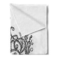 thumbnail image 2 of Queen Soft Flannel Fleece Throw Blanket, Hand Drawn Crown Lettering Baroque Style Elements Calligraphy Print, Cozy Plush for Indoor and Outdoor Use, 60" x 80", Black and White, by Ambesonne, 2 of 5