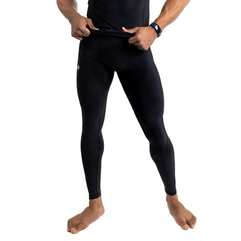CompressionZ Compression Pants Men Running Tights Base Layer Workout  Leggings Poly Pants With Pockets (Black, XS) 