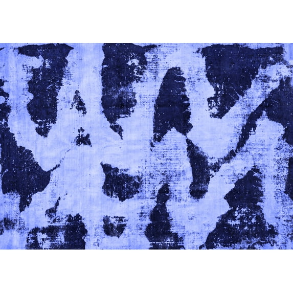 Ahgly Company Machine Washable Indoor Rectangle Abstract Blue Modern Area Rugs, 5' x 7'