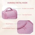 thumbnail image 5 of Travel Toiletry Bag for Women, Makeup Bag Organizer with Hanging Hook Portable Cosmetic Toiletries Case, Make up Accessories for Men, Pink, 5 of 10