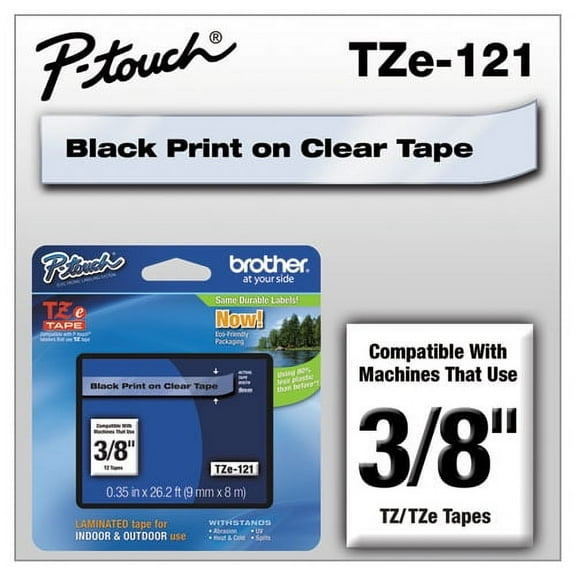Tze Standard Adhesive Laminated Labeling Tape, 0.35" X 26.2 Ft, Black On Clear | Bundle of 5 Each