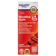 Equate Coated Nicotine Gum, 4 mg, Coated Cinnamon Flavor, 20 Count
