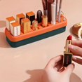 thumbnail image 2 of 1pc 18 Slot Lipstick Storage Box, Eyebrow Pencil Eyeliner Storage Box, Desktop Multi-grid Cosmetic Display, Can Store Accessories, Orange & Deep Green, 2 of 4