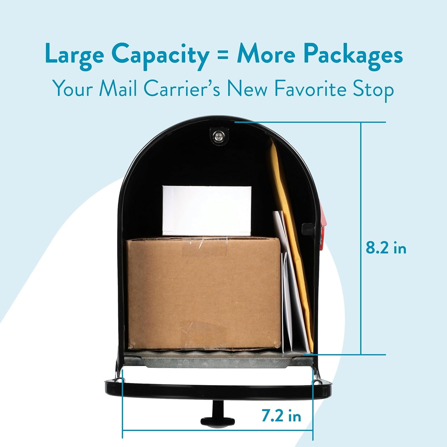 Mailboxes Outback Double Door, Large Capacity Mailbox, Black