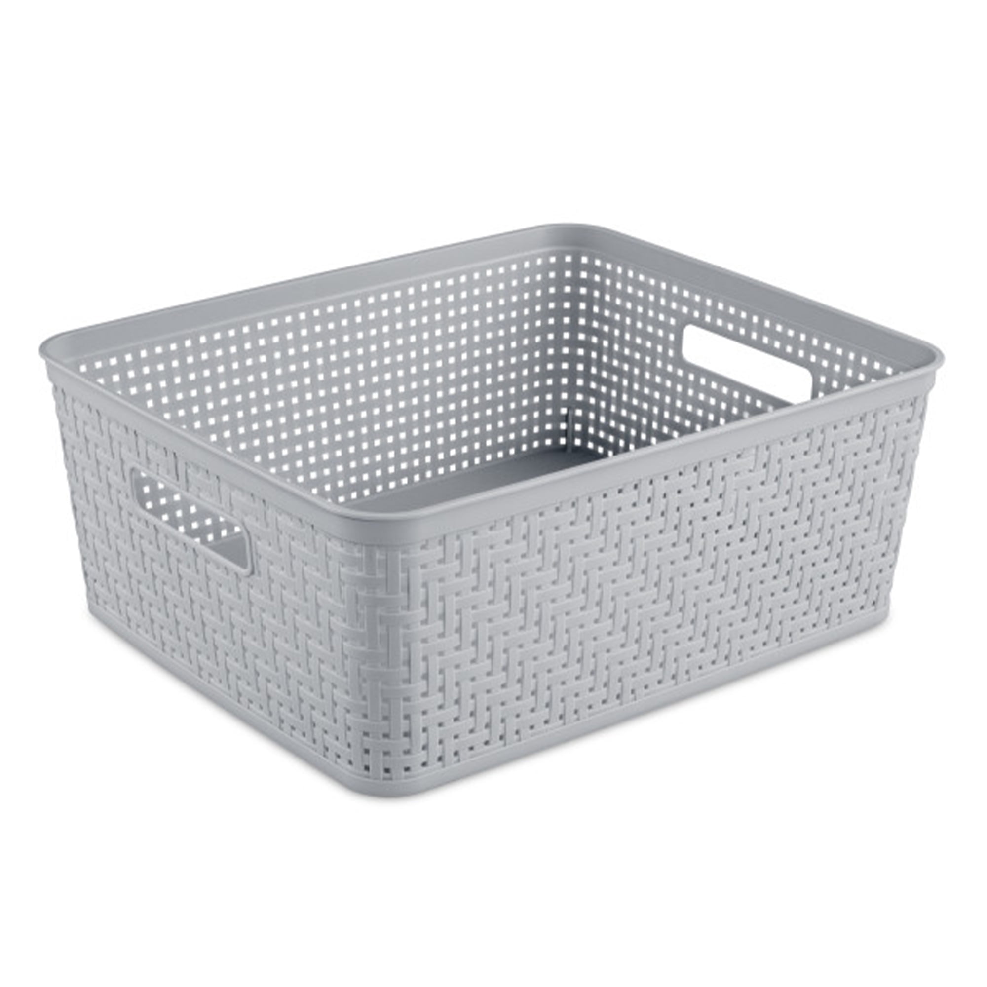 Sterilite 14 x 11.5 x 5'' Woven Plastic Storage Basket Organizers, Cement, 6 Pack