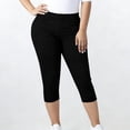 thumbnail image 5 of MLQIDK Pedal Pushers for Women Yoga Leggings Knee Length Trendy Summer Elastic Waist Cropped Pants Dressy Casual Yoga Capris with Pockets Black L, 5 of 6