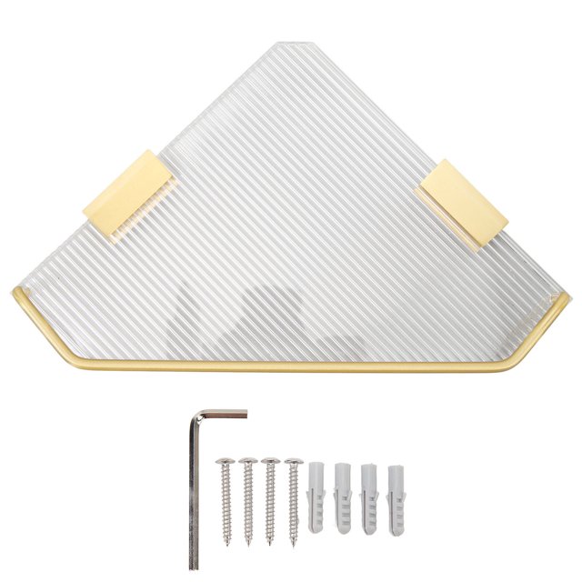 Corner Shower Caddy Space Aluminum Acrylic Wall Mounted Bathroom Shelf Storage Organizer for Toilet Dorm Kitchen Without Hook