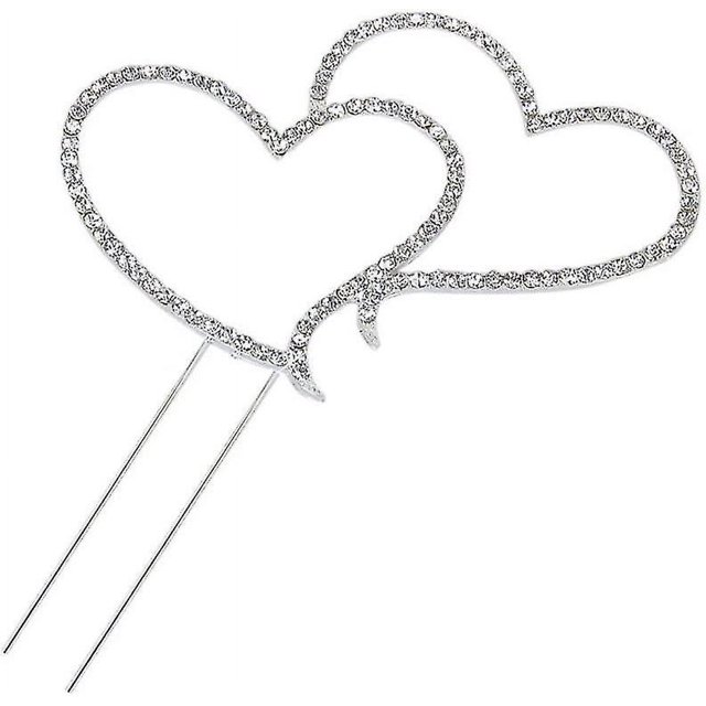 Adorno para tarta de boda Adorno para tarta de boda Delicado adorno para tarta de boda con forma de corazón de doble amor con cristales brillantes