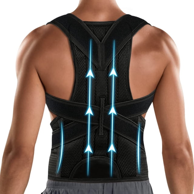 Corrector de postura para hombres y mujeres – Soporte de espalda para soporte lumbar y vertical – Corrector de espalda transpirable para mejorar la postura y aliviar el dolor de cuello, espalda y homb
