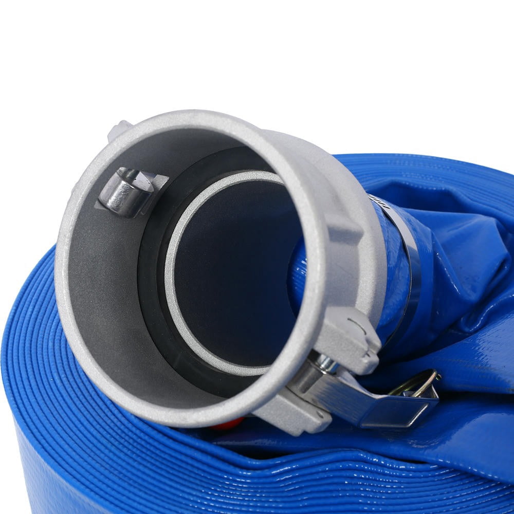 YYAo Lay Flat Water Discharge Hose,3"x50FT Pool Backwash Hose, Heavy Duty Reinforced Blue PVC Lay Flat Water Discharge Pump Hoses with Aluminum Camlock C and E Fittings