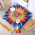 thumbnail image 2 of Rainbow Tie Dye Sunburst Square Tablecloth,Waterproof Square Table Cover,Wipeable Spillproof Washable Table Cover for Home Kitchen Party Decor 42"X42"(107x107cm), 2 of 6