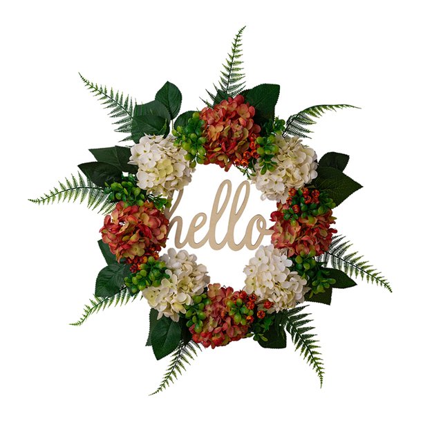 Guirnalda de hortensias, guirnalda de granja, guirnalda decorativa redonda de flores de , corona de primavera para telón de fondo, hogar, inter