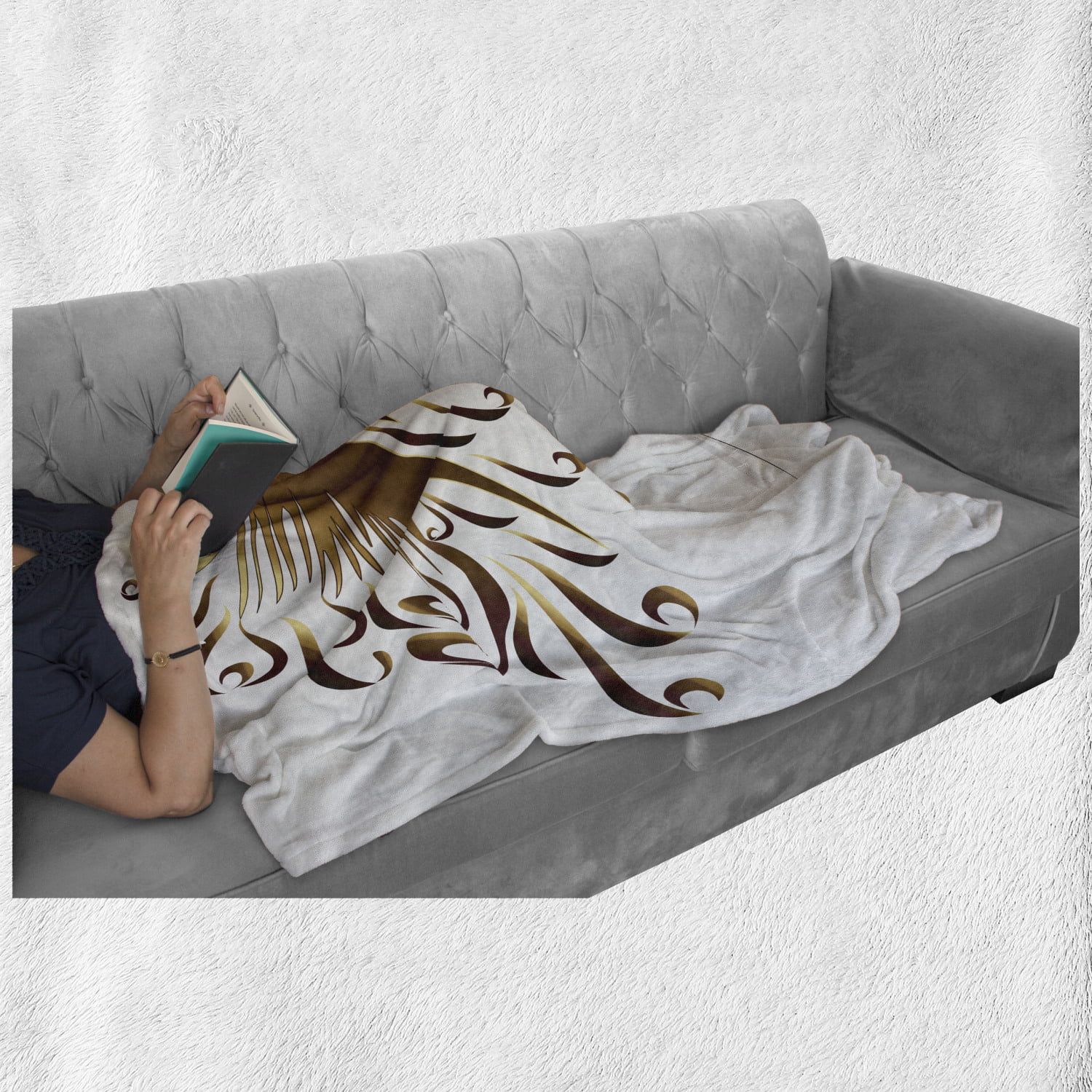 Cozy Plush for Indoor and Outdoor Use 50 x 70 Brown White Art Design Half Outline Drawing with Swirly Mane Horse Graphic on Plain Backdrop Ambesonne Animal Soft Flannel Fleece Throw Blanket 