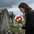 thumbnail image 6 of Dienrx Artificial Cemetery Flowers with Vase, 1 PCS Memorial Flowers for Graveside, Outdoor Silk Lily and Rose Arrangements, Sympathy Decor for All Seasons, Faux Plants, 6 of 7
