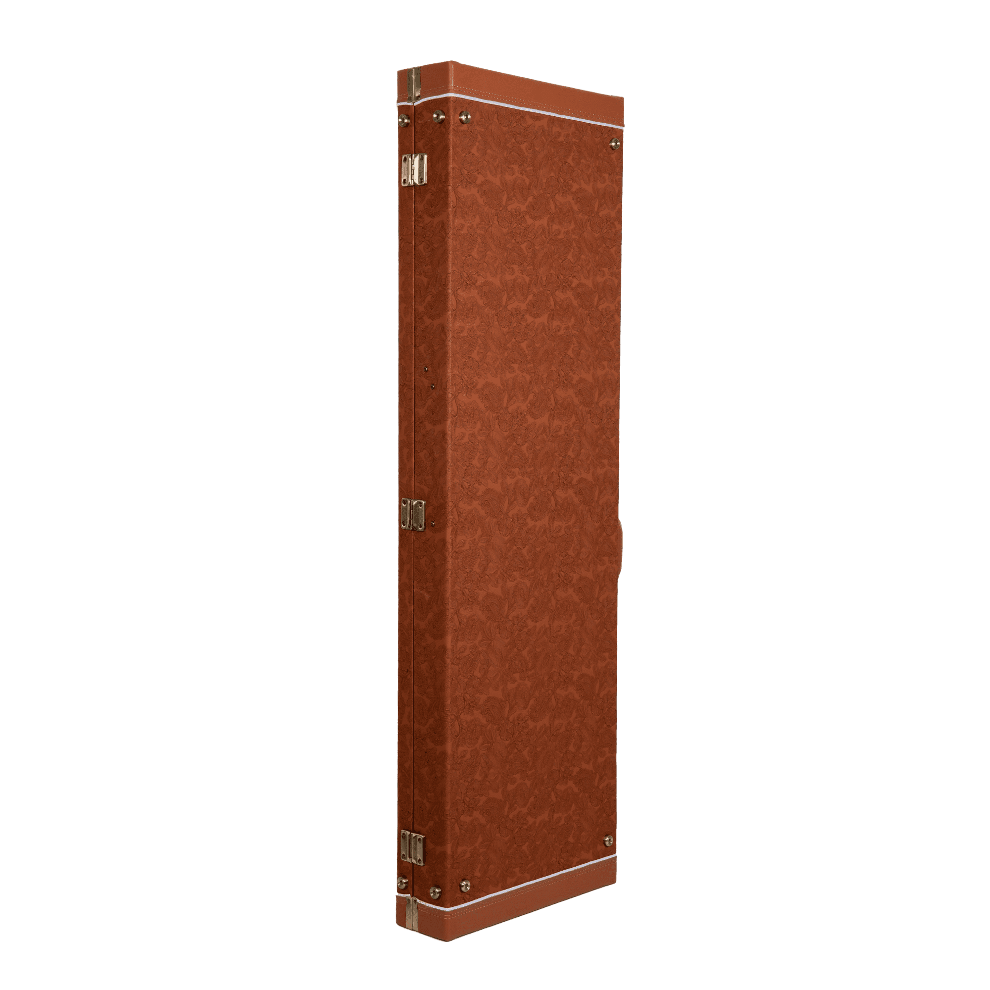 Crossrock Relief Series - Premium Wooden Case for Electric Bass Guitars, featuring a Highly Textured Surface and Mink Imitation Fleece Interior - Red Wood