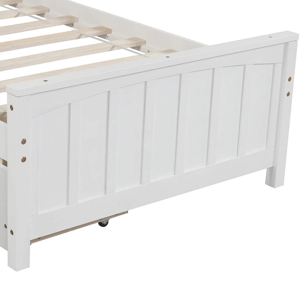 Lowestbest Twin size Solid Wood Platform Bed with Two Drawers, No Box Spring Needed
